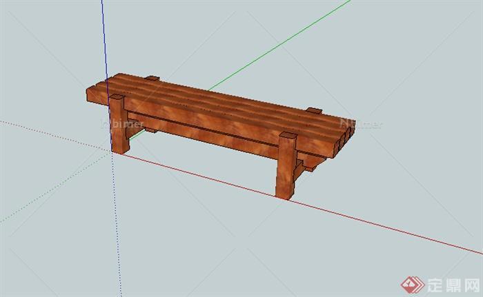 某园林景观木质坐凳设计SU模型