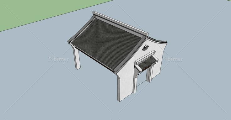 中式风格门头入口(79087)su模型下载