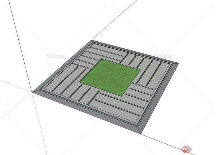 正方形树池、树池盖板设计su模型[原创]