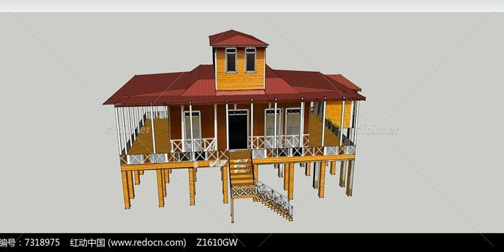 木制建筑房子SU模型