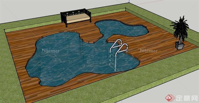 一个游泳池景观设计su模型