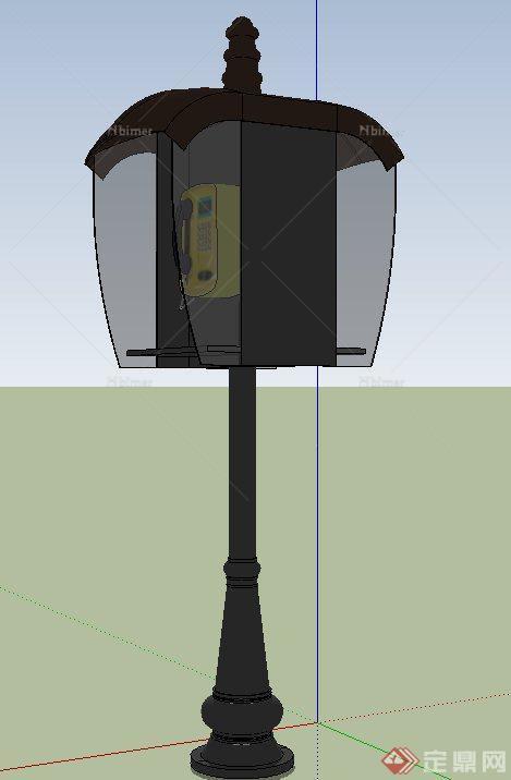 室外双面电话亭设计SU模型