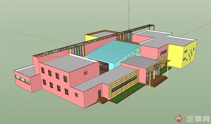 详细精致现代幼儿园建筑楼设计su模型[原创]