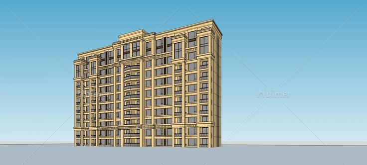 新古典风格小高层住宅楼(78791)su模型下载