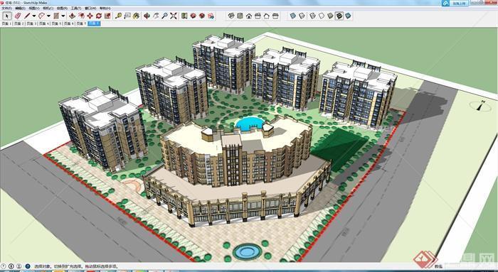 某居住住宅区建筑规划设计SU模型