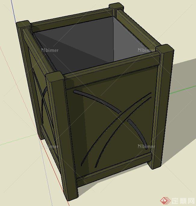 园林景观节点方形花箱设计SU模型[原创]