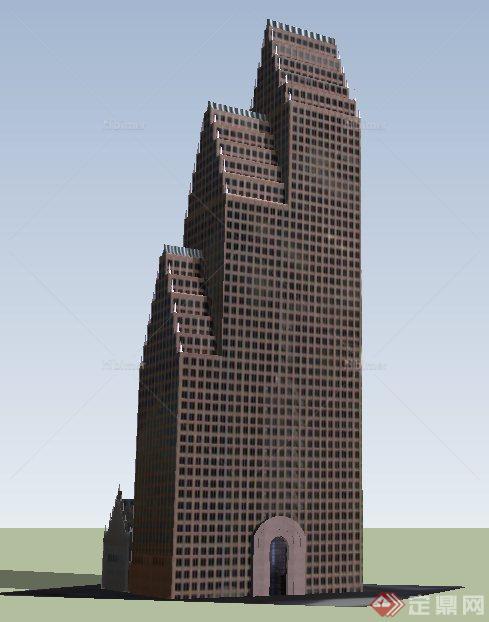 美国银行中心建筑设计su模型