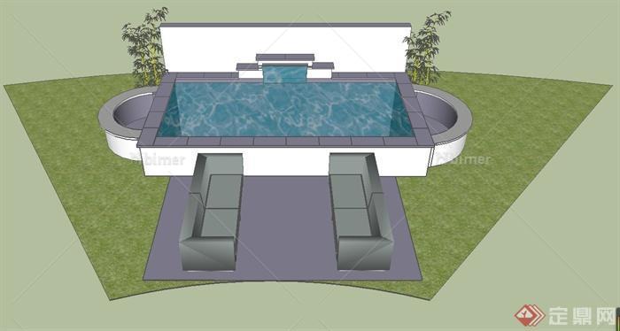 园林景观水池设计SU模型