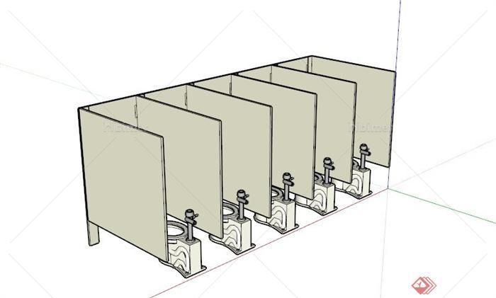 公共厕所隔间马桶组合SU模型素材[原创]