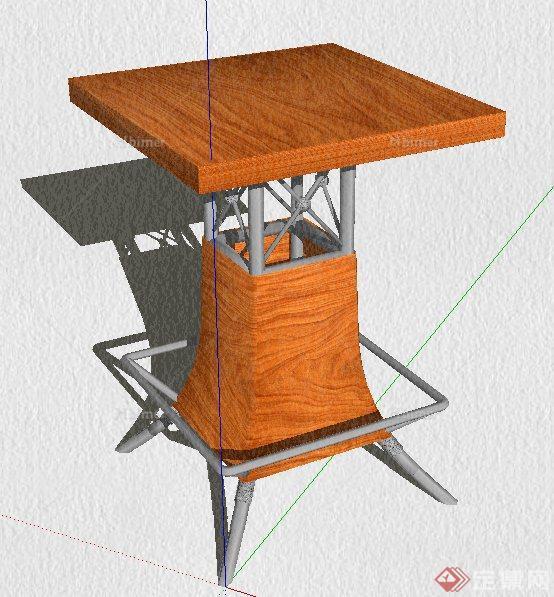 现代风格木制高脚桌su模型
