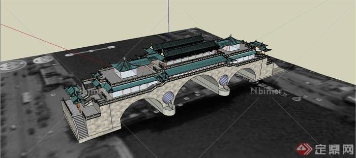 某古典中式风格廊桥设计SU模型[原创]