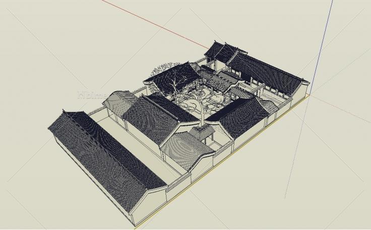 北方四合院设计方案带SketchUp模型下载，和大家