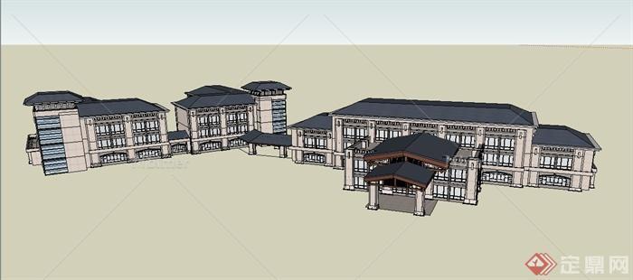 某地多层度假酒店建筑设计SU模型