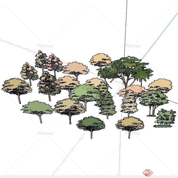 二十多株3D景观树SU模型合集