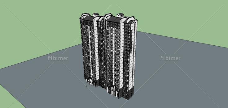 中式高层住宅(69752)su模型下载
