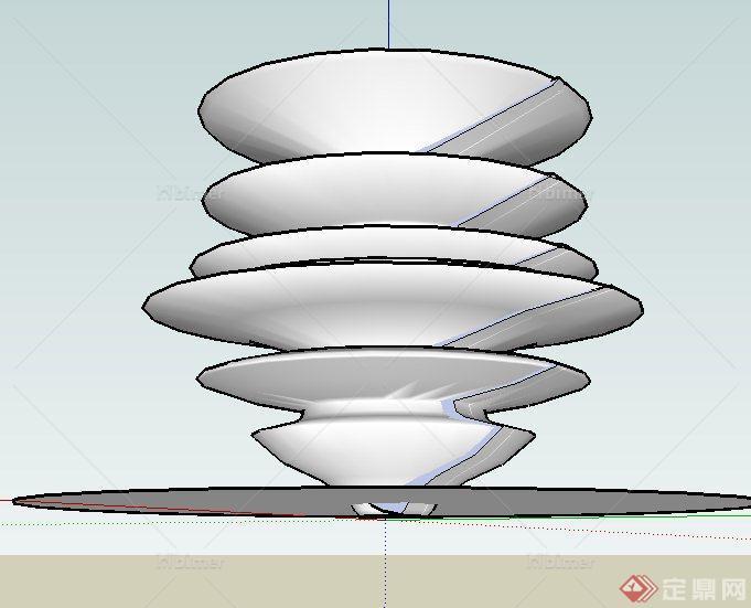 圆形堆叠小品设计SU模型