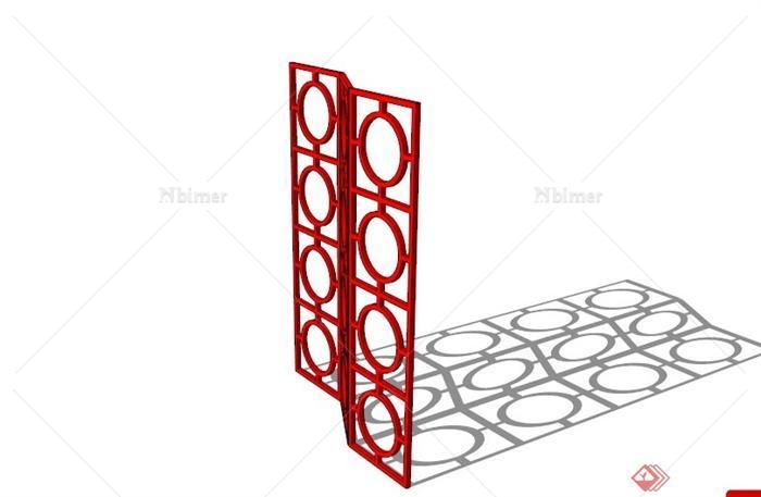 现代折线镂空屏风设计SU模型