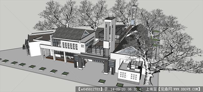 Sketch Up 精品模型----新中式服务旅游中心建筑