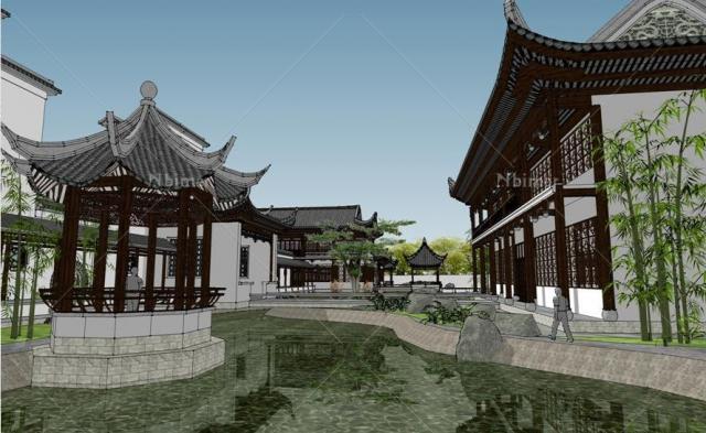 SketchUp古建会所设计方案带模型下载