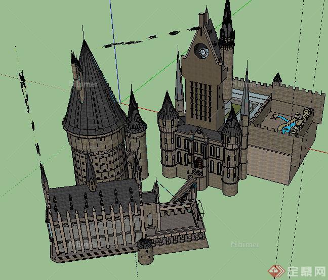 某欧式城堡建筑设计su模型参考