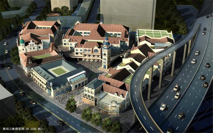 城市商业街模型设计su模型