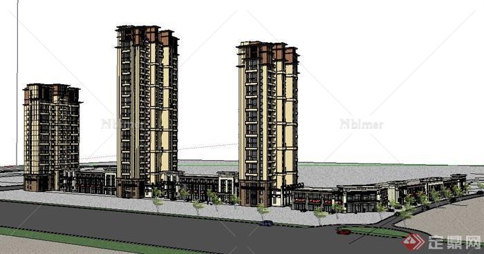 新古典商住建筑设计su模型