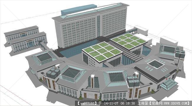 中式医院建筑方案精细SU设计模型