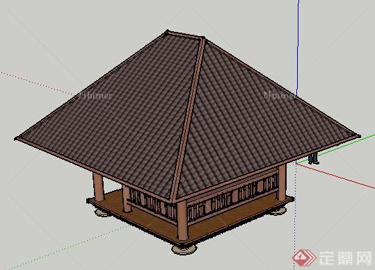 园林景观之东南亚风格景观亭设计su模型