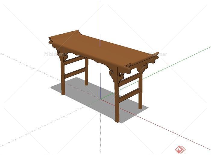 古典中式风格全木质桌子设计su模型[原创]