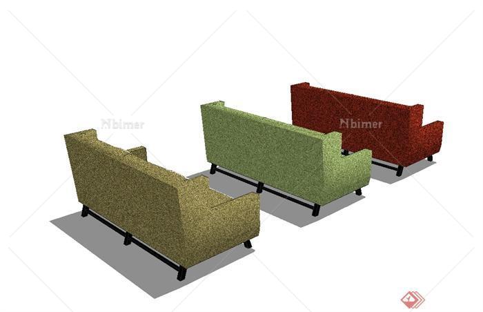 现代风格三种不同的材质沙发设计SU模型[原创]