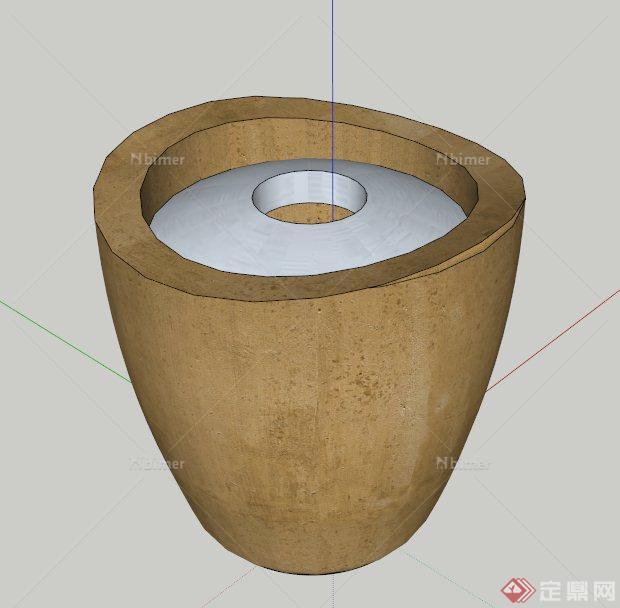 木制垃圾桶设计SU模型