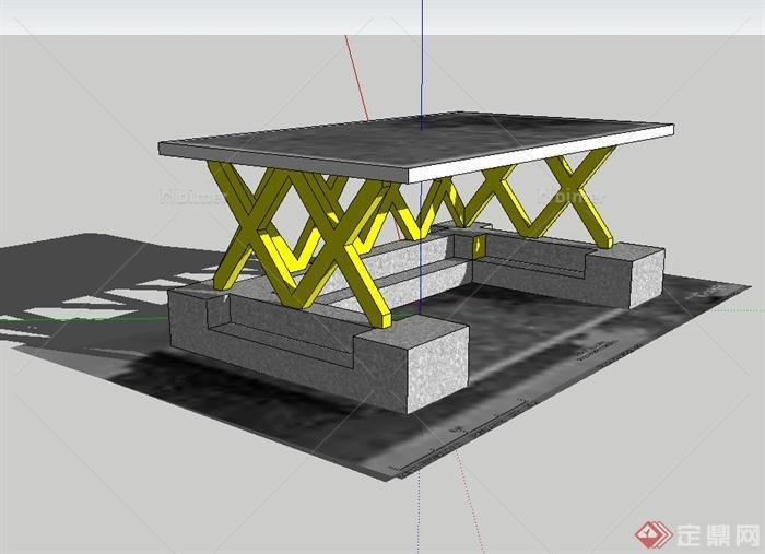 现代风格独特凉亭设计su模型[原创]