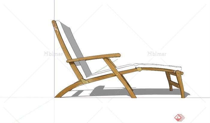 现代木制白色躺椅SU模型[原创]