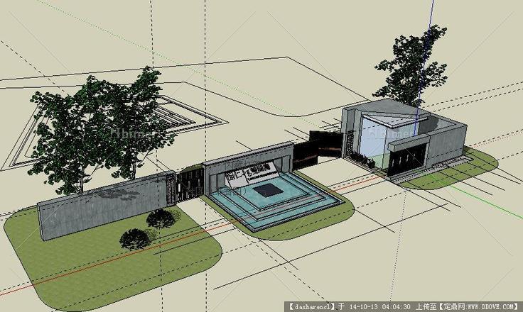 小区大门园林景观su精品模型，禁止转载