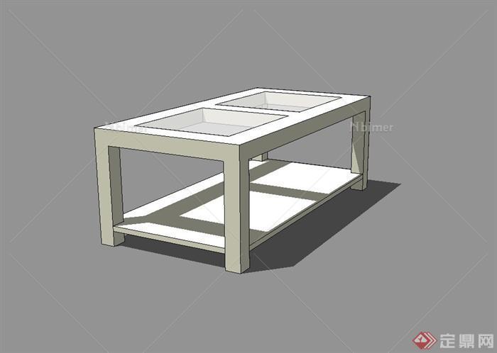 单个简单的室内客厅桌子设计su模型[原创]