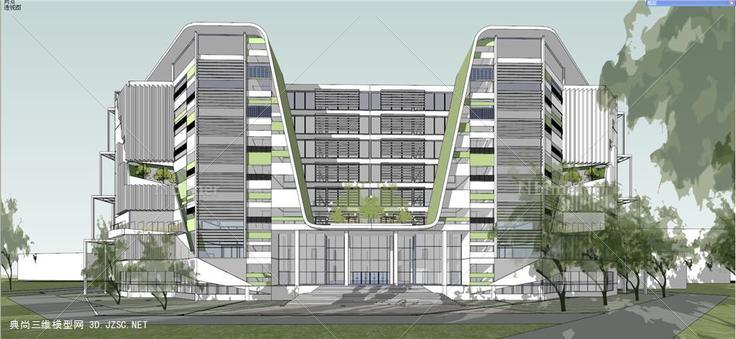 图书馆绿色建筑su模型