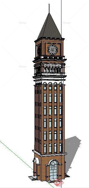 英伦风格景观塔楼设计su模型