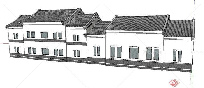 中式拼接民宅民居住宅建筑设计su模型[原创]