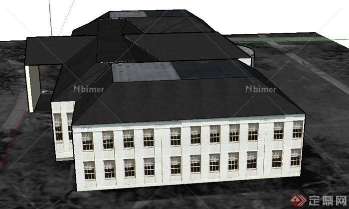 某欧式两层教学楼建筑设计SU模型
