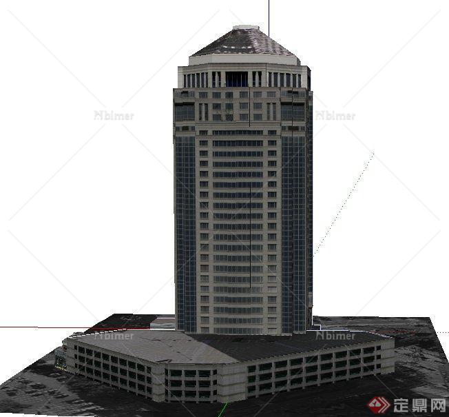 现代某高层综合酒店建筑设计SU模型