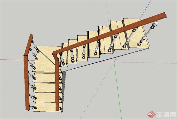 现代某室内建筑节点折叠楼梯设计SU模型