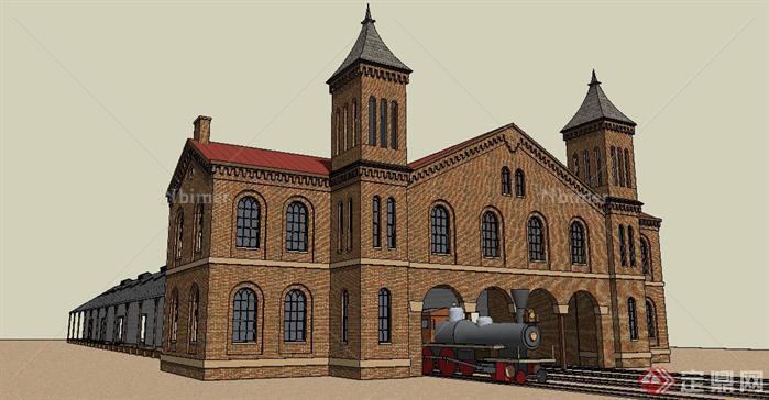 某欧式火车站建筑设计方案su模型