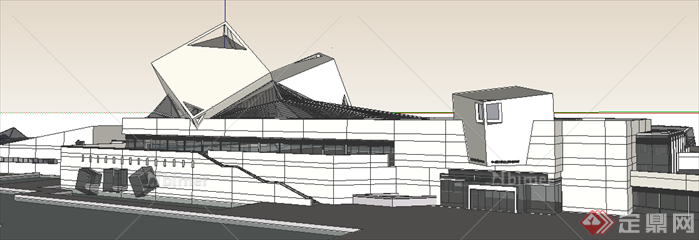 某现代风格博物馆建筑设计SU模型素材14