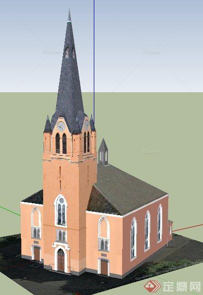 英式风格小教堂建筑设计su模型