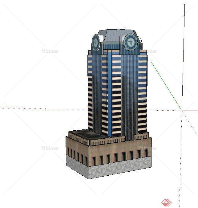 某L形高层办公建筑设计SU模型