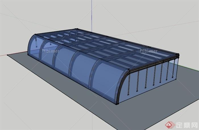 现代玻璃菜棚设计SU模型