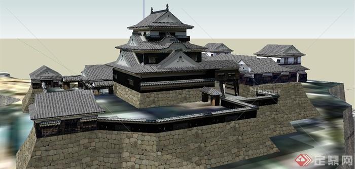 古典中式寺庙建筑群建筑设计su模型[原创]
