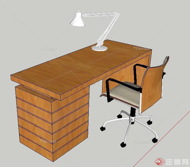 简约中式风格餐桌椅、书桌椅su模型