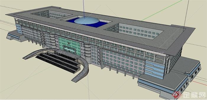 现代检察院建筑设计SU模型