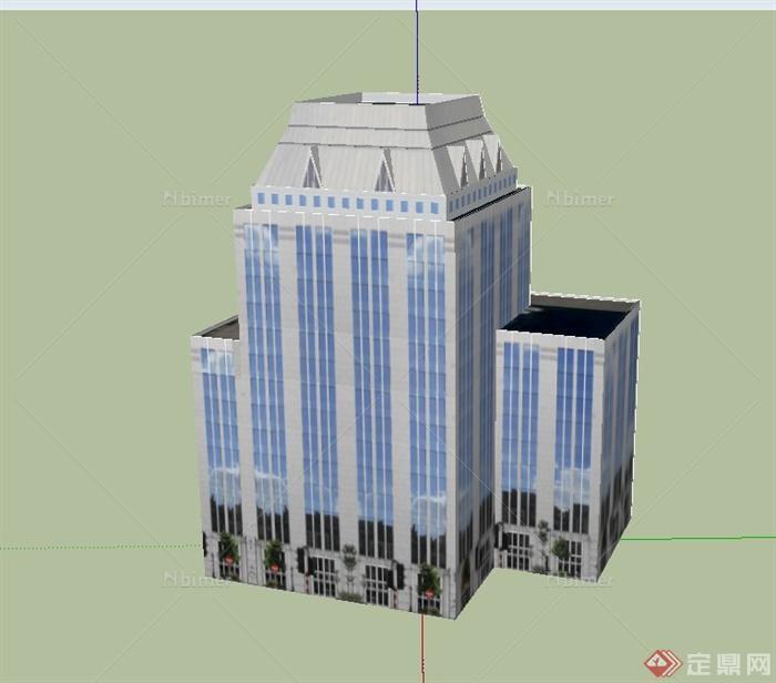 现代某多层欧洲银行票据交换所建筑设计SU模型